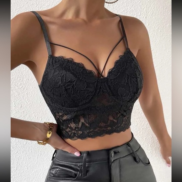 Sexy white lace bustier cami bralette crop top - Picture 6 of 16